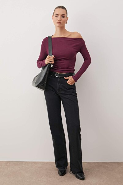 Trendyol Collection Bluză Prune din material subțire TWOAW24BZ00227