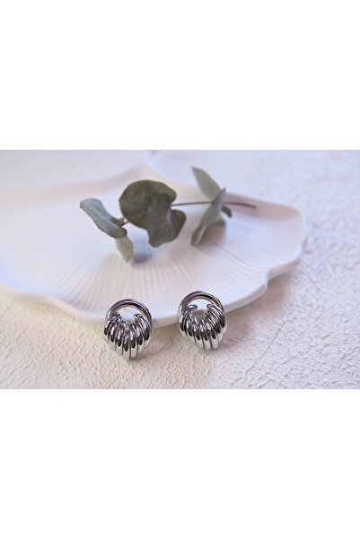 Aksesuar Steel Earrings - Chain Detailed Circle