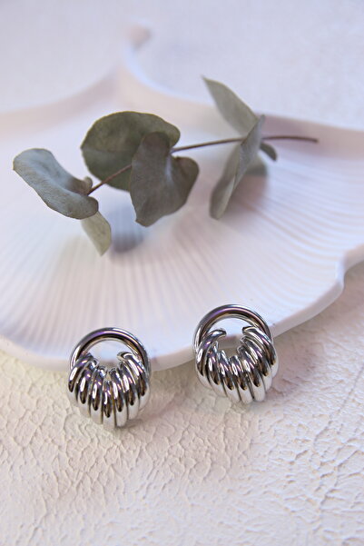 Aksesuar Steel Earrings - Chain Detailed Circle