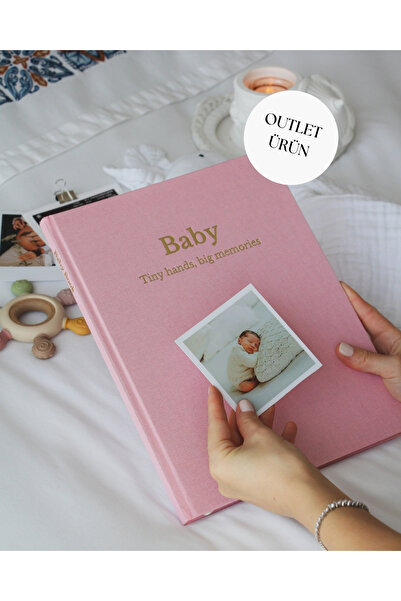 Memories & more OUTLET / Bebek Anı Defteri - Keten Kumaş Kapak & Altın Yaldız Baskılı