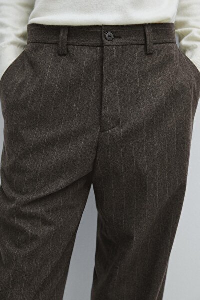 Massimo Dutti Wool blend striped suit trousers