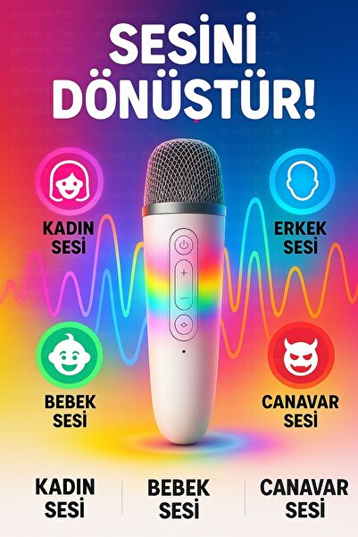 Zineets Işıklı Yüksek Ses Party Box Bluetooth Hoparlör Taşınabilir Şarjlı Ses Sistemi Kablosuz Karaoke Mic