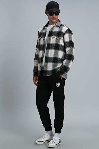 Lufian Cămașă de bază pentru bărbați Farmer Comfort Slim Fit, neagră