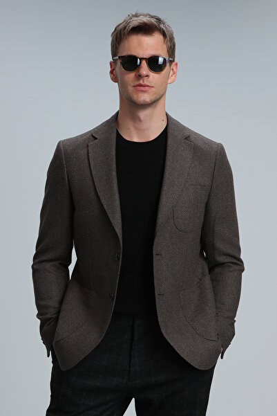 Lufian Gabrıel Spor Erkek Blazer Ceket Slim Fit Kahverengi