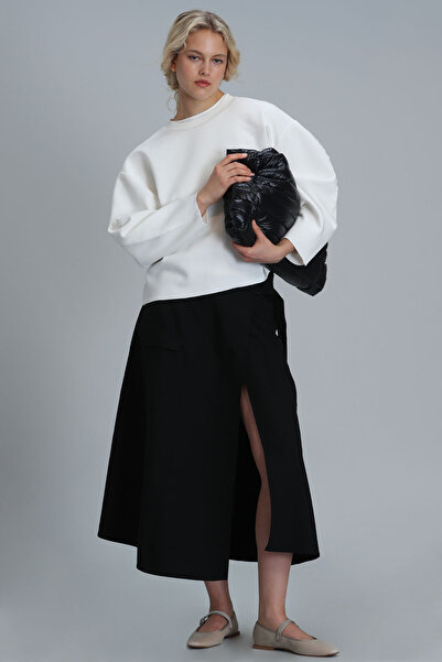 Lufian Γυναικείο πλεκτό φούτερ Selın σε λευκό χρώμα