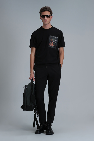 Lufian Εξωφυλλικό μοντέρνο γραφικό μπλουζάκι μαύρο