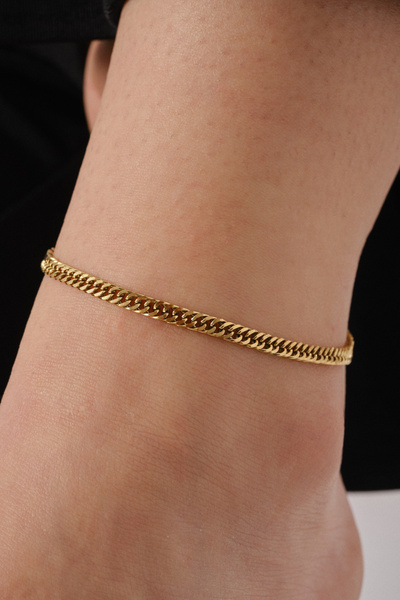 ByFlorya Jewelry Çelik Almak Gurmet Zincir Halhal Günlük Kullanıma Uygun Miami Küçük Zarif Küba Halhal 4mm 22cm+3cm