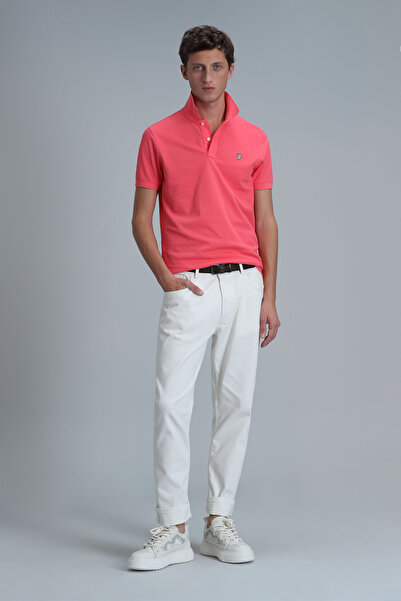 Lufian Laon Smart ανδρικό μπλουζάκι πόλο Slim Fit Candy Pink