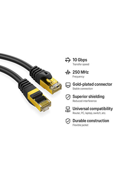 OEM Cablu de internet LAN, CAT 6/6E, UTP Ethernet, conector RJ45, 5 m, negru