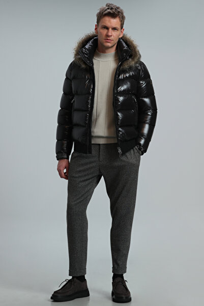 Lufian Pánský kabát Jeam Husí Feather Černý