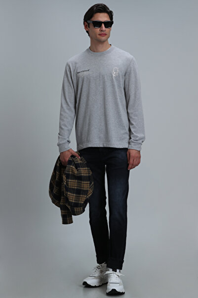 Lufian Magnus Erkek Uzun Kol Tişört Açık Gri