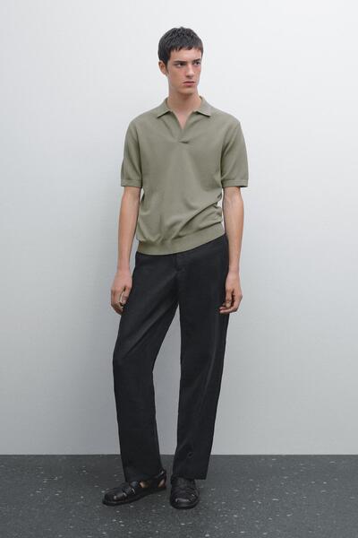 Massimo Dutti Triko V yaka polo t-shirt