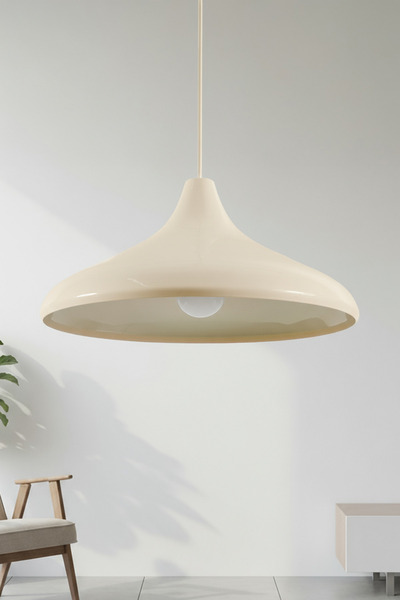 Marrien Nova Krem Metal Sarkıt (35 cm) | Yemek Masası Üstü Avize | Mutfak & Salon Aydınlatması