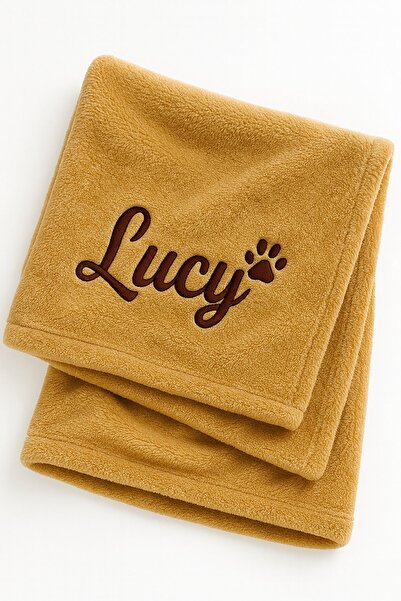 İsimli Kişiye Özel Nakış İşlemeli Kedi Köpek Battaniyesi Wellsoft Kumaş