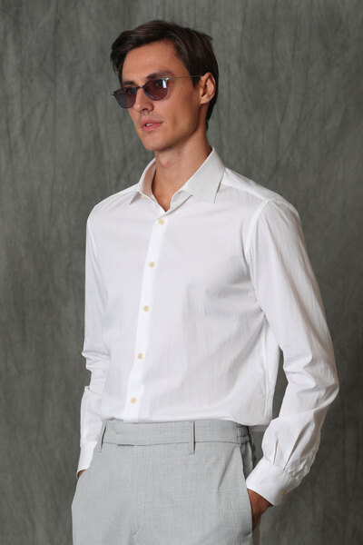 Lufian Sımon Erkek Smart Gömlek Comfort Fit Beyaz