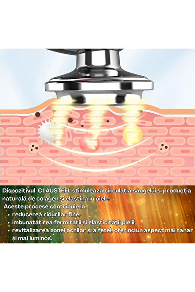 CLAUSTEEL Dispozitiv facial 7 în 1, Lifting, Masaj, EMS, Îngrijire ochi, Acnee, Terapie LED, Antirid