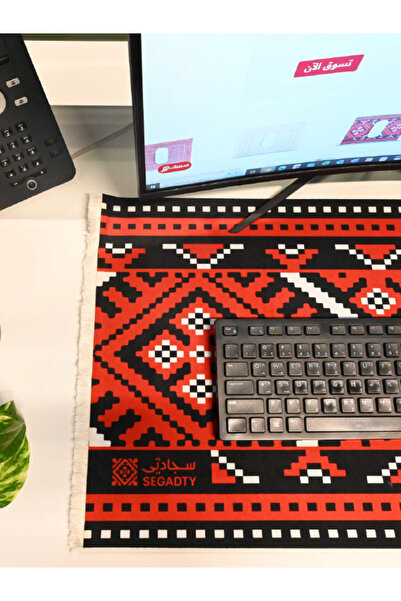 Segadty طقم مكتبي من 3 قطع بتصميم أحمر شمالي، مضاد للانزلاق، قاعدة ماوس، وقاعدة كوب ، وقاعدة كمبيوتر