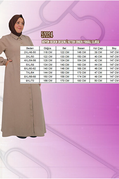 Eslina F-52024 Büyük Beden Desenli Keten Erkek Yakalı Elbise - Bordo