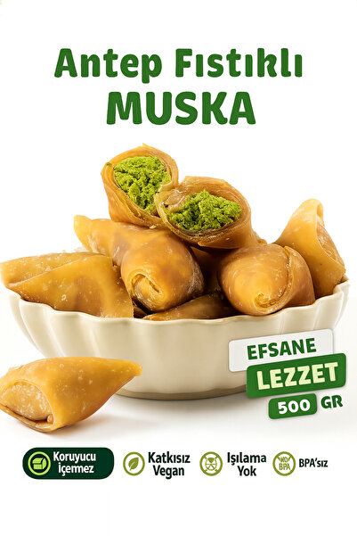 Gaziantep Baharat Antep Fıstıklı Muska 500 gr – Doğal, Bol Fıstıklı, El Yapım...