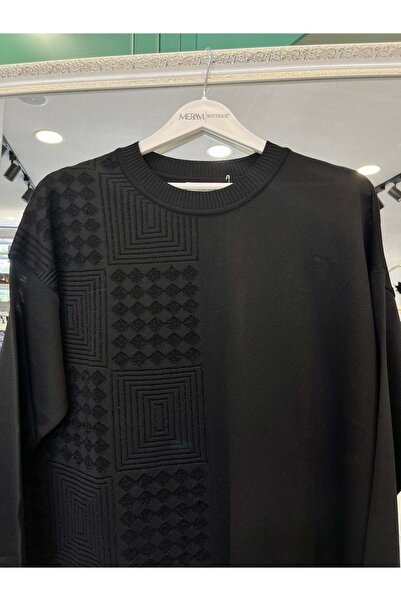 MERAM BUTİK Adn Thin Knit Tunic Silvery - Black - 2
