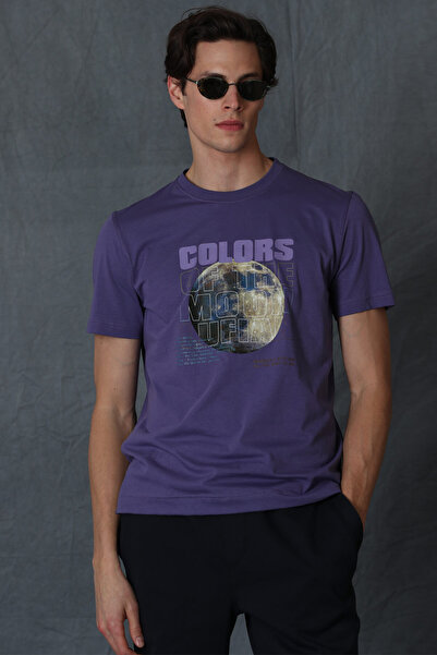 Lufian Ash Modern Graphic T-shirt Purple