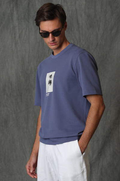 Lufian Bart Modern Graphic T- Shirt Purple