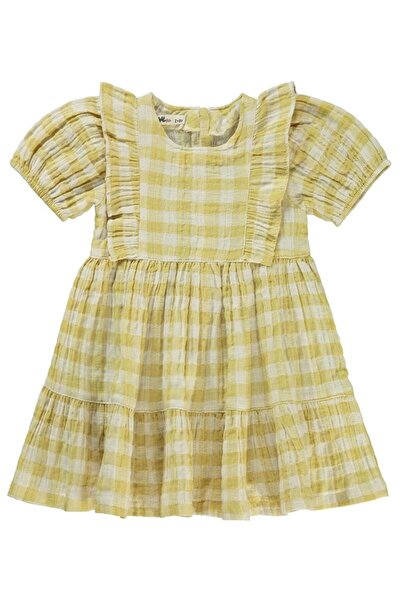 Civil Girls Karirano Sa deznom Haljina za 2-5 godina - Žuta 3-4 godine