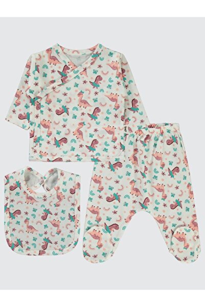 Civil Baby Seturi de body-uri cu imprimeu dinozaur - Ecru 0-1 lună