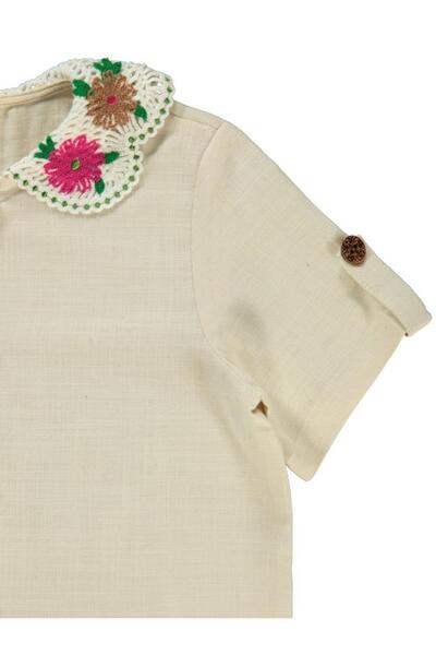 Civil Girls 10-13 Years Old Shirt with Collar Accessories - Ecru10-11 Years Old