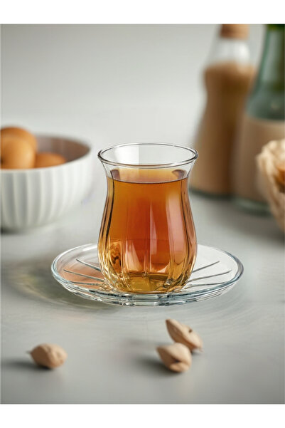 ZÜRİH COLLECTİON BOMBELİ DESENLİ 6 PARÇA ÇAY BARDAĞI VE 6 PARÇA KRİSTAL ÇAY ALTLIĞI