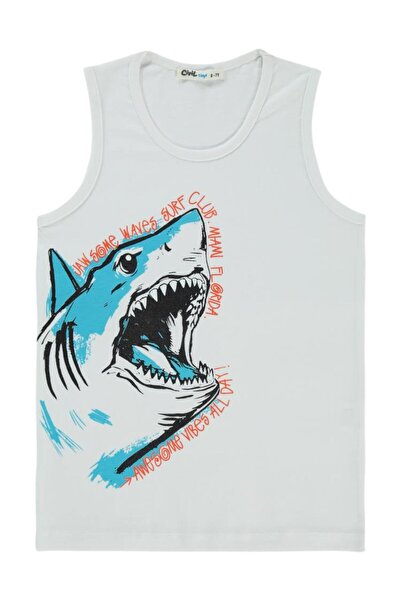 Civil Boys Tricou cu imprimeu rechin pentru copii 6-9 ani - Alb 8-9 ani