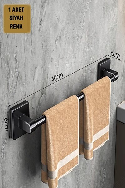 TEMBAY Siyah Renk Paslanmaz Yapışkanlı Havluluk, Havlu Askısı ,havlu Tutucu ,terlik Askısı