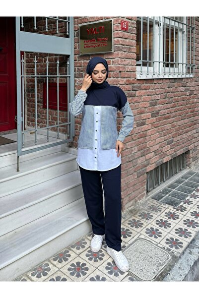 butik hira Liora Women's Hijab Shirt Detailed Two-Piece Set
