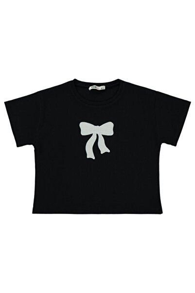 Civil Girls Μπλουζάκι με Κέντημα Φιόγκου για 6-9 Ετών - Μαύρο 8-9 Ετών