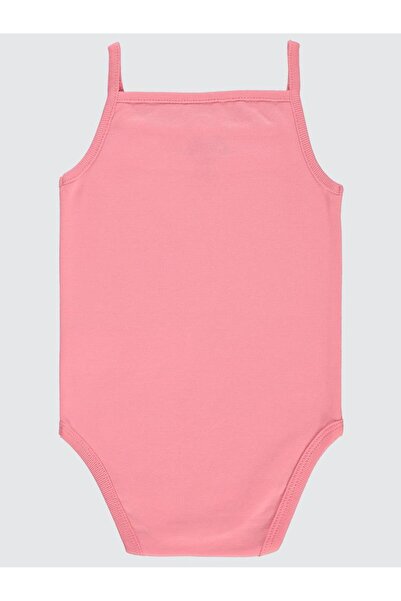 Civil Baby Penye İp Askılı Dantelli Kız Çıtçıtlı Badi - Pembe 3-4 Yaş