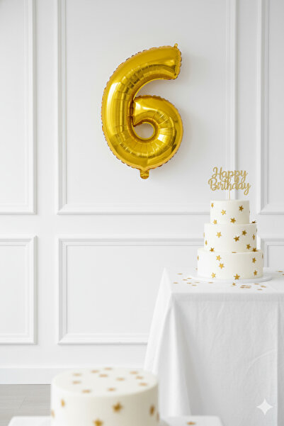 Deniz Party Store Gold Folyo Balon ( 6 ) Altı Rakamı 36 - 40 Cm
