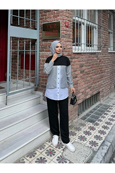 butik hira Liora Women's Hijab Shirt Detailed Two-Piece Set