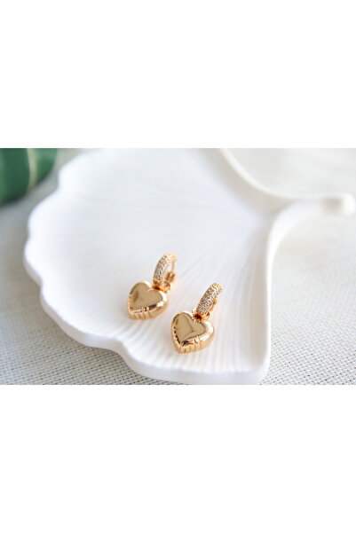 Aksesuar حلقة فولاذية مرصعة بالأحجار - أقراط على شكل قلب بالون