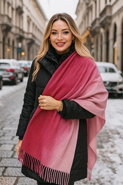 BALIENTE Batik Fuchsia Tasseled Women's Shawl