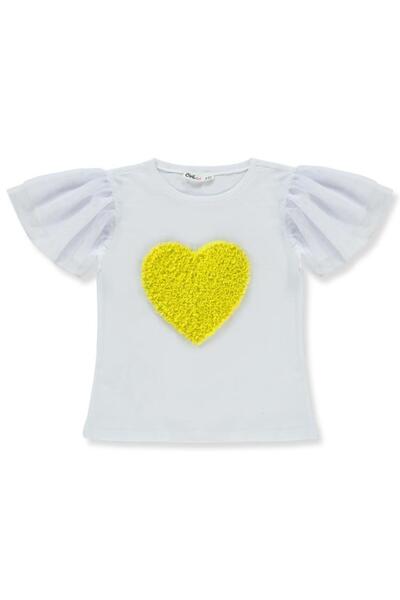 Civil Girls Tulle Sleeves Lycra Single Jersey 4-9 Years Old T-Shirt - Yellow 9-10 Years Old