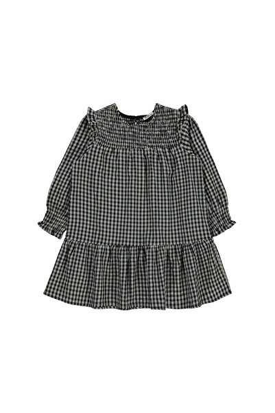 Civil Girls Plaid Patterned Dress for Ages 10-13 - Gray13-14 Years Old