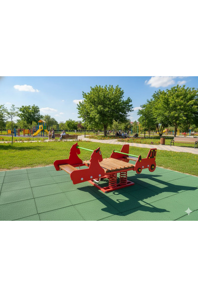 Soylu Grup Kent ve Bahçe Mobilyaları Kompakt Tahterevalli, At ve Araba Figürl...