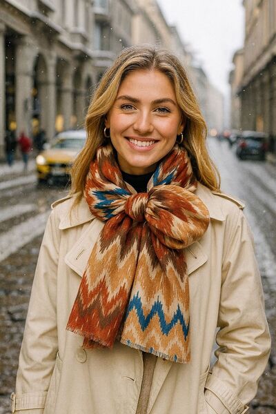 BALIENTE Ethnic Patterned Beige Women's Shawl