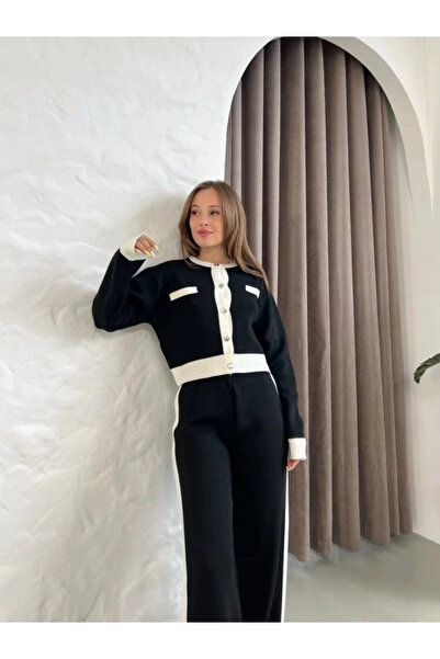 Modayakamoz Γυναικείο Μακρυμάνικο Σετ Πλεκτό με λεπτομέρεια ρίγες