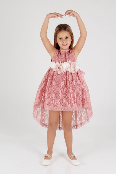AHENGİM Kids Kız Çocuk Kuyruklu Dantelli Abiye Elbise Ak2208