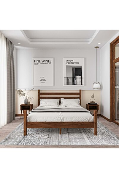 RENAZZO Urban Model Ceviz Renk Çam Ahşap Karyola