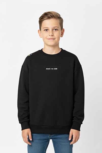 NEWKİDS 9-10-11-12-13 Yaş Eteği Fermuarlı Pamuk Oversize Unisex Çocuk Sweatshirt