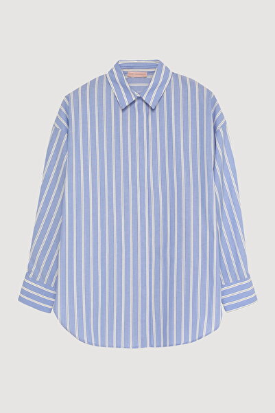 Quzu Γυναικείο Μπλουζάκι Oversize Μπλε 25YGML00477-Μπλε