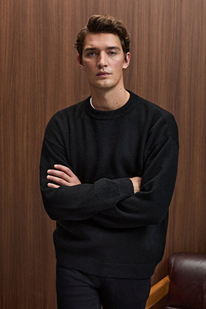 GRIMELANGE Tromso Men's Crew Neck Oversize Recycle Knitwear Knitwear Black Sweater