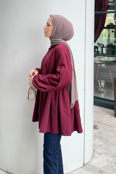 lamelif Lopez Balloon Sleeve Tunic Claret Red